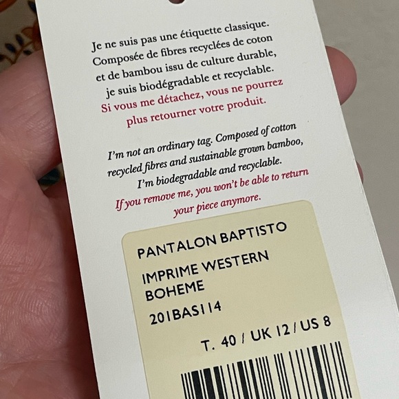 Sezane BAPTISTO Multicolor Floral Trousers Imprimé Western Boheme new with tags - Picture 4 of 10